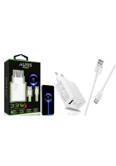 Auris Ars-ch33 33 W Usb To Type C Kablolu Turbo Hızlı Şarj Aleti Başlık+Koblo Set Halinde