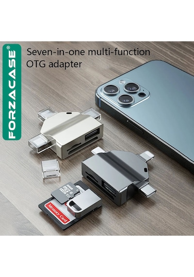 Lightning Type-c Micro Usb / Usb Kart Okuyucu Adaptör Fc459 Siyah
