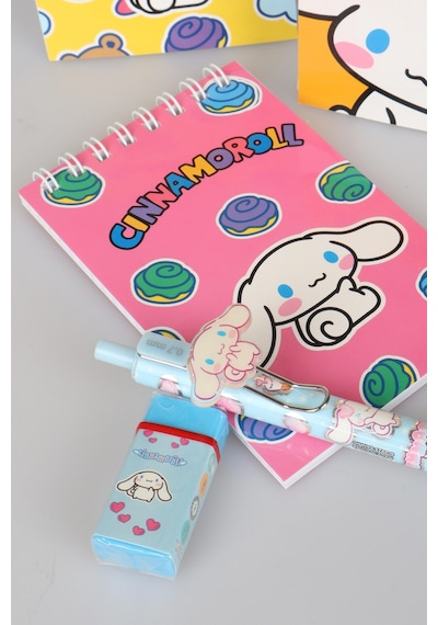 Sweet Bow Collection Lisanslı Cinnamoroll Stickerlı A7 Bloknot,uçlu Kalem Ve Silgi Seti Diğer