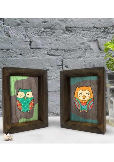Bk Gift Dekoratif 2'Li Doğal Masif Ahşap Çerçeve 15X20Cm-78