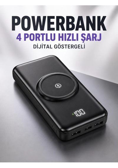 Hubrendy Tekno 10.000 Mah Powerbank 4 Portlu Hızlı Şarj Dijital Göstergeli Diğer