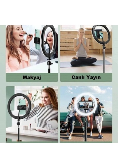Lipon Ring Fill Light Led Işıklı Tripod 10 Inç Halka Youtuber Tiktok Makyaj Işığı Ayaklı 10 Inç