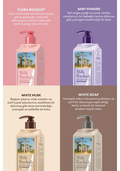 Yıpranmış Saçı Onaran Parfümlü Keratinli Şampuan Mılk Baobab Perfume Shampoo White Soap Tüm Saç Tipleri