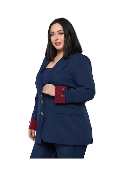 Disentis Büyük Beden Manşeti Kumaş Garnili Düğme Detaylı Astarlı Lacivert Bordo Blazer Ceket Lacivert Bordo Disentis Büyük Beden Manşeti Kumaş Garnili Düğme Detaylı Astarlı Lacivert Bordo Blazer Ceket Lacivert Bordo