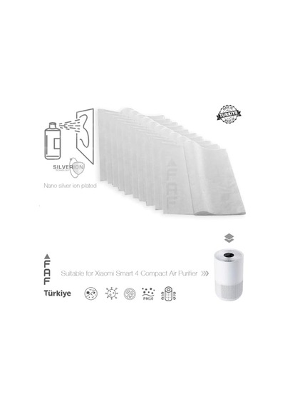 10 Adet Nano Gümüş İyonlu Elektrostatik Toz Tutucu Ön Filtre Xiaomi Smart Purifier 4 Compact İle Uyumlu