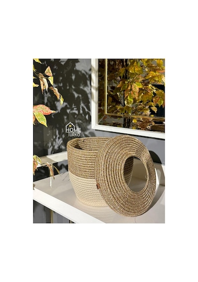 Home Turko Jüt, Hasır, Çöp Kovası, Mutfak Çöp Kovası, Banyo Çöp Kovası, Doğal, Natürel, Jüt Kova, Modern K Diğer