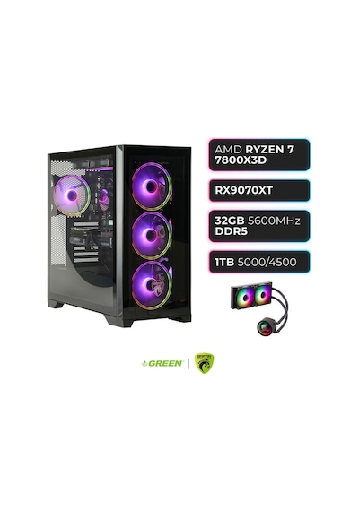 Green Griffin G9 R7-7800X3D 32 GB 1 TB SSD RX9070XT Free Dos Masaüstü Oyuncu Bilgisayarı