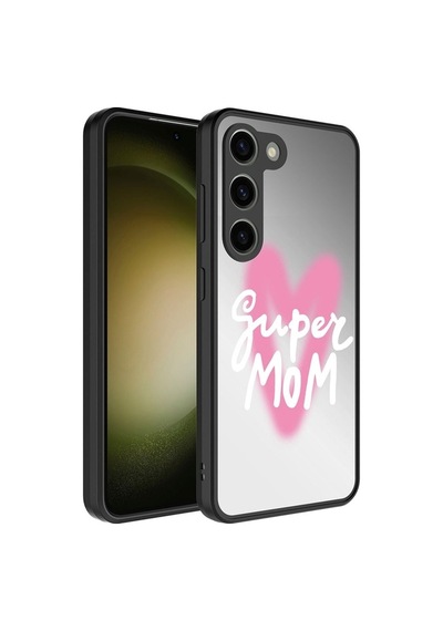 Galaxy S23 Plus Kılıf Aynalı Desenli Kamera Korumalı Parlak Zore Mirror Kapak Süper Anne