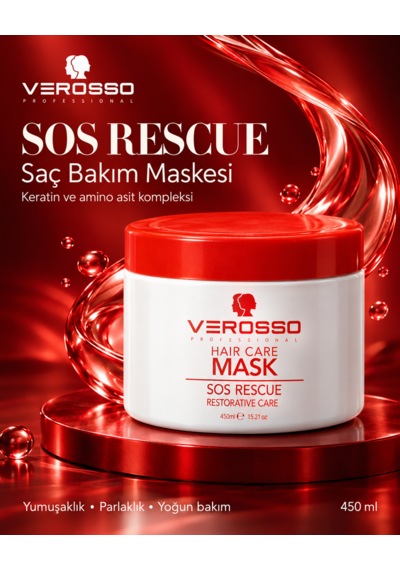 Verosso Sos Rescue Keratin Ve Amino Asit İçeren Saç Bakım Maskesi 450 Ml