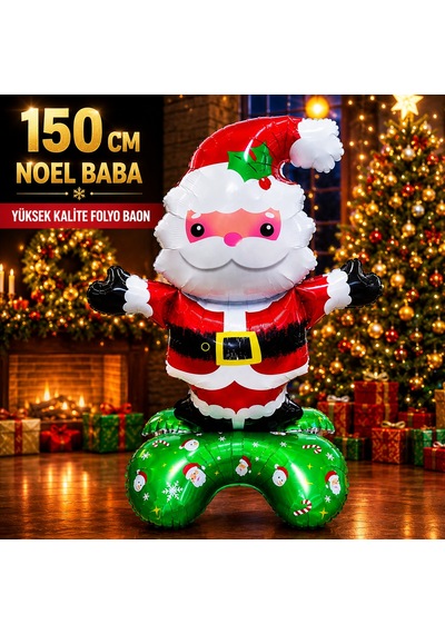 150 Cm Santa Claus New Year's Balloon Dev Noel Baba Folyo Balon Vitrin Yılbaşı Ağacı Yılbaşı Balonu