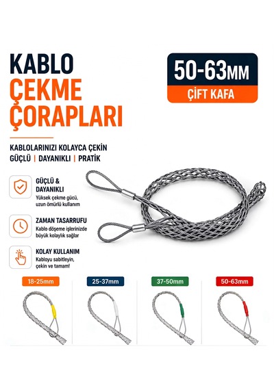 Kablo Çekme Çorapları 8,40 Ton X 50-63 Mm Çift Kafa