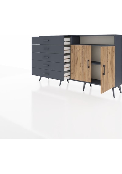 Arges Konsol 2 Raflı 5 Çekmeceli 2 Kapaklı 176x30x99 Antrasit-çam Antrasit-çam/antrasit Arges Konsol 2 Raflı 5 Çekmeceli 2 Kapaklı 176x30x99 Antrasit-çam Antrasit-çam/antrasit