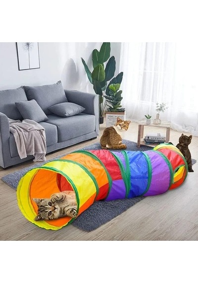 Tineke Kıvrımlı Kedi Tüneli Katlanır Gökkuşağı Uzun Kedi Köpek Oyun Tüneli Evcil Hayvan Oyun Tüneli