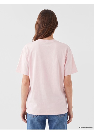 Lcw Modest Pembe Bisiklet Yaka Çiçek Aplikeli Bluz