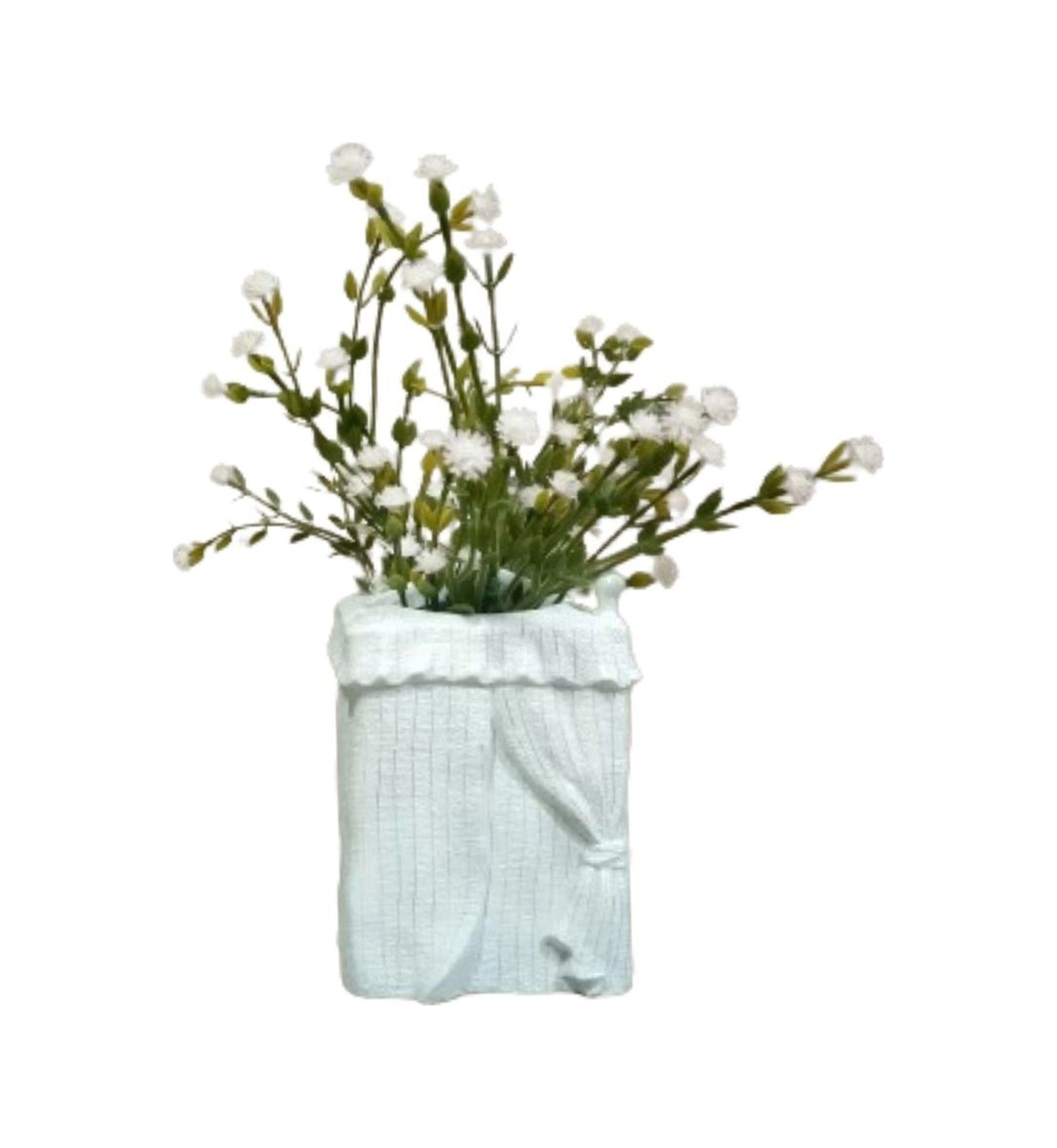 2 Adet Vazo Dahil,vazoda Çiçek,beyaz Yapay Çiçek,vazo Dekoratif Poliresin 7x7x17cm Çok Renkli