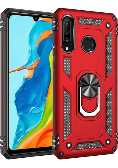 Samsung Galaxy Uyumlu A20s Kılıf Sert Silikon Yüzüklü Stand Özellikli Kapak