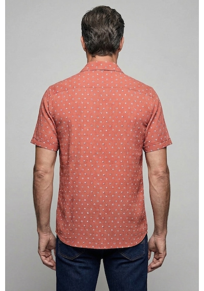 Bisse Kiremit Regular Fit Polyester Cepsiz Kısa Gömlek Bsgmkrp26329 Kr