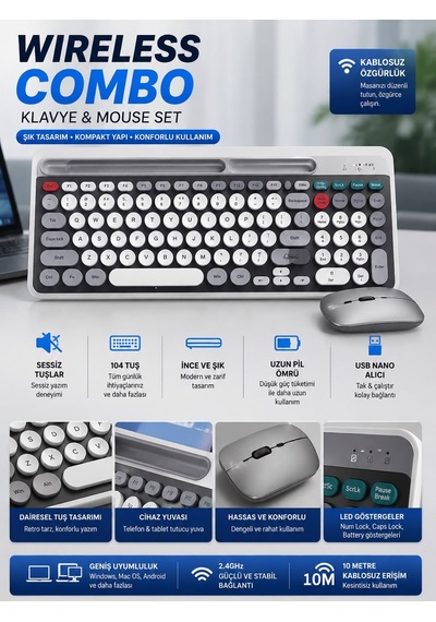 Msı Raider 16 Max Kablosuz Klavye Mouse Seti Retro Tuş Tasarımlı Diğer