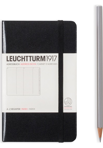 Leuchtturm1917 Adres Defteri, Sert Kapak, 100 Gr. Kağıt, Siyah Kapak, A6