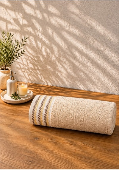 Sade Şık Banyo Ve Beden Havlusu %100 Pamuklu 70x140 Bej