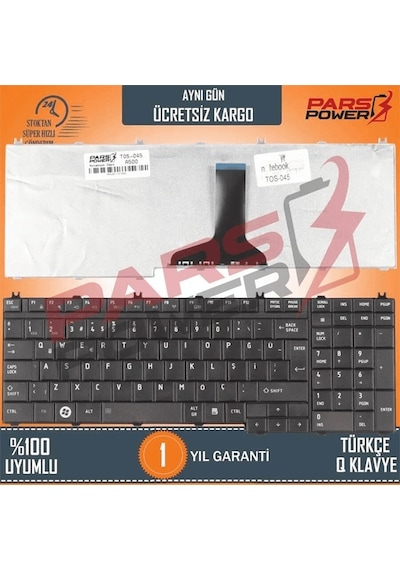 Toshiba Uyumlu Satellite A500-133, A500-134 Notebook Klavye (Siyah TR) (Pars Power) Siyah - Mat 605728