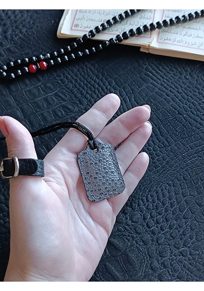 Küçük Dörtgen Cevşen Dualı Kolye Muska Hakiki Deri El Yapımı Xs B Çok renkli