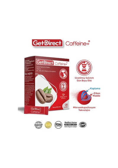 Caffeine+ Kafein, Taurin Ve Vitamin B Kompleksi 20 Saşe Gün Boyu Enerji, Susuz Kullanım Diğer