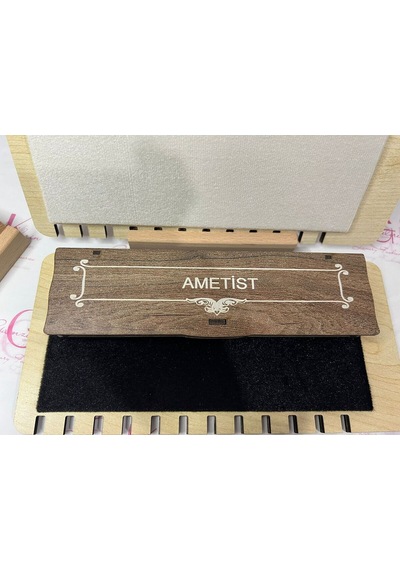 Doğal Taş Tesbih Mor Ametist Özel Ahşap Kutusunda
