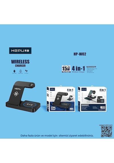 Hepu Hp-w02 4in1 Kablosuz Hızlı Şarj Standı