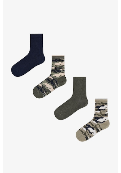 Penti Erkek Çocuk Yeşil Camo Kamuflaj Desenli Pamuklu 4 Çift Soket Çorap