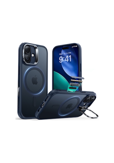 Esr Apple Uyumlu iPhone 17 Classic Hybrid Magsafe Standlı Kılıf - Kamera Kontrol Butonu - Buzlu Mavi Buzlu Mavi
