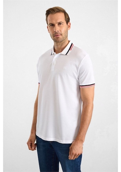 Süvari Beyaz Slim Düz Baskısız Pike Polo Yaka Tişört Sts1014000022-bey