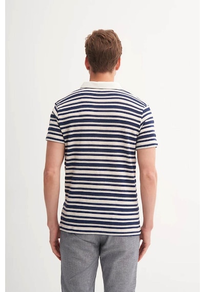Cazador Regular Fit Örme Çizgili Lacivert Erkek Polo Yaka T-shirt 40330