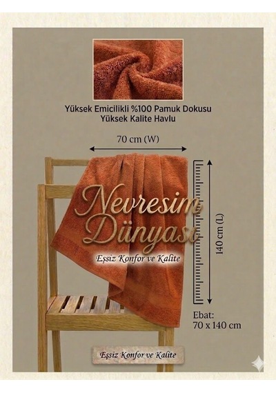 Prime Havlu 70x140 Kiremit Çok Renkli