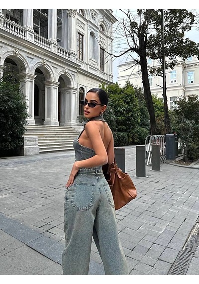 Modalima Eskitme Baggy Jean Pantalon Çok Renkli