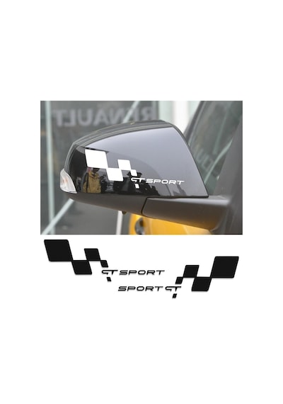 Gt Sport Yazılı Desenli Ayna Sticker Etiket Modeli