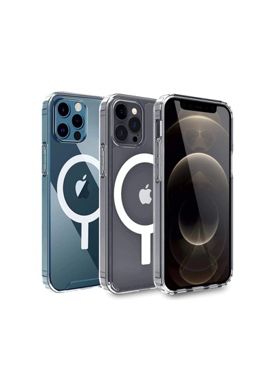 Apple Iphone 12 Pro Max Ile Uyumlu Kılıf Magsafe Wireless Şarj Destekli Şeffaf Magnetic Crystal Case R17562:
