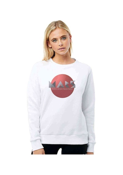 Nasa Mars Baskılı Beyaz Kadın Sweatshirt (528347295)