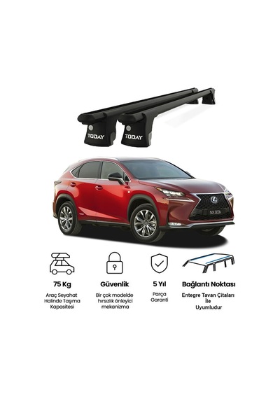 Trio-ıı Lexus Nx300 2015ve Sonrası Uyumlu Siyah Kilitli Ara Atkı 120cm Port Bagaj Tavan Barı