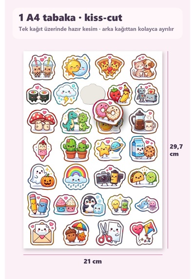 30 Adet Sevimli Arkadaşlık Sticker Seti - Laptop Defter Telefon Kılıfı Çok Renkli