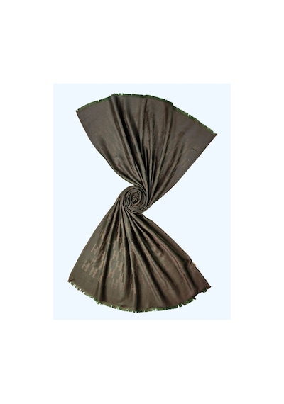 Mim Eşarp Işıl İpek - H Desen Kaşmir İpek Şal 75x190 Cm Acı Kahve