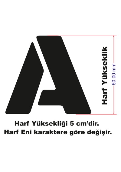 Stencil Harf Boyama Şablonu X057 Harf Yüksekliği 5 Cm