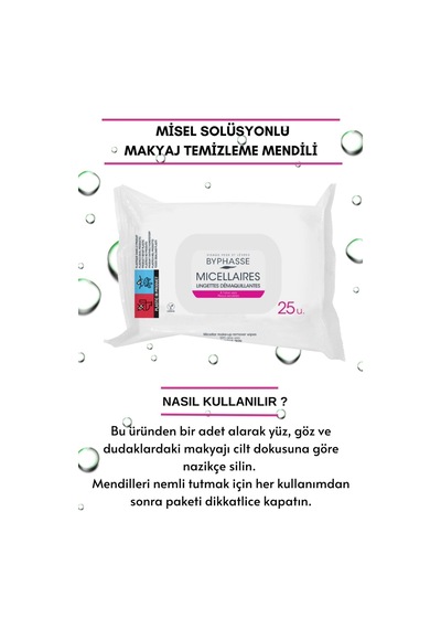 Byphasse Misel Sulu Makyaj Temizleme Mendili Hassas Ciltler 25'li