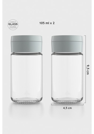 Renga Dorian 105 Ml Gri Kapaklı 2'li Cam Tuzluk Biberlik Seti 121006 Gri