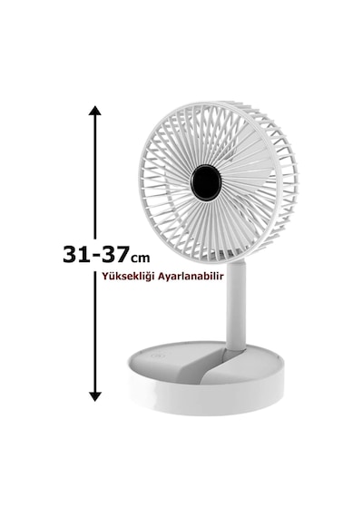 Coverzone Yüksekliği Ayarlanabilir 31cm - 37 Cm Taşınabilir Masaüstü Mini Usb Fan Şarj Edilebilir Telefon Tutucul