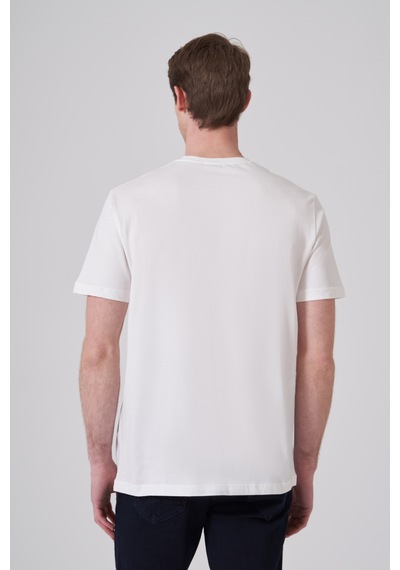 Morven Erkek Ekru Trend Baskılı Bisiklet Yaka Dinamik Fit T-shirt 26ys018009454 Ekru