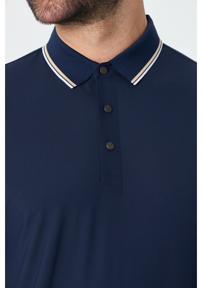 Lacivert Düğmeli Polo Yaka Erkek Tişört Navy