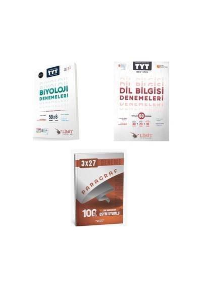 2027 Limit Tyt Biyoloji 50x6 + Türkçe Dil Bilgisi 60 Deneme Deneme + Anla Kazan Paragraf Deneme 3'lü Set