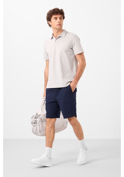 Tommylife Lacivert Standart Fit Dokuma Hafif Esnek Chino Erkek Şort - 81292 Lacivert