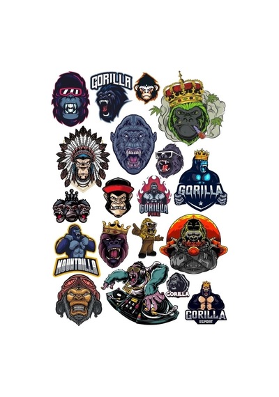 Goril Sticker Set 11 20 Parça Telefon, Tablet, Defter, Laptop Sticker